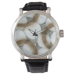 Montre Globes blancs et cercles Brown