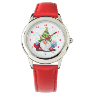 Montre Gnome mignonne avec sapin de Noël Casquette et cad