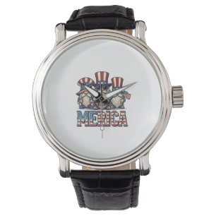 Montre Gnome Patriotique Merica Design Vector Vintage_1