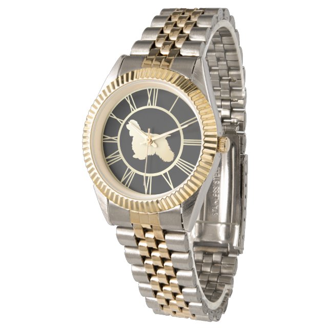 Montre Gold American Cocker Spaniel Chien (Incliné)