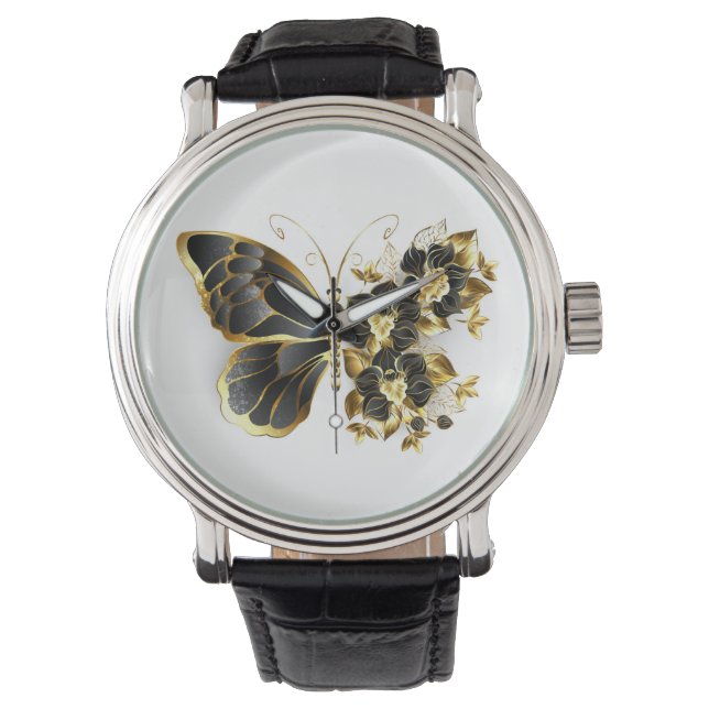 Montre Gold flower Butterfly with Black Orchid (devant)
