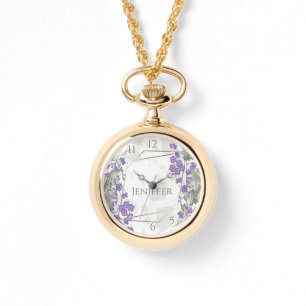 Montre Gold geometric watercolor leafy flower frame