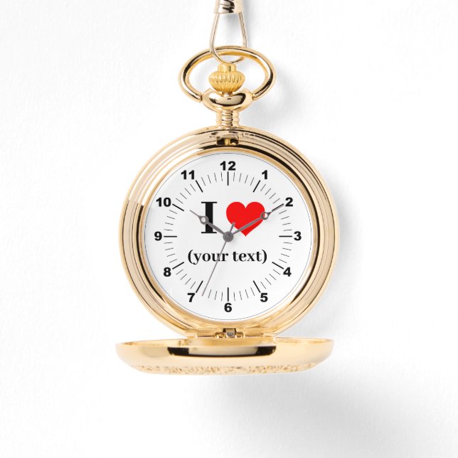 Montre Gold Pocket Watch - Custom I Heart (Recto)