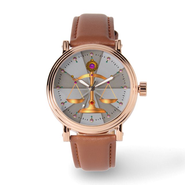 Montre GOLD SCALES OF LAW,GEM STONES ,Justice Symbole Gre (Recto)