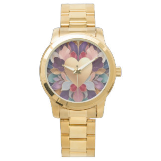 Montre Golden Heart Bloom Elegant Multicolor Floral Symmt