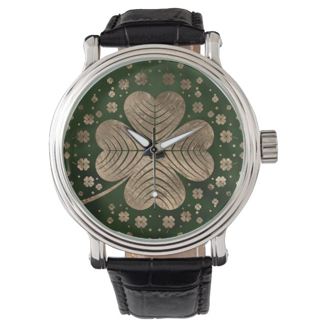 Montre Golden Irish Shamrock four-leaf clover (devant)