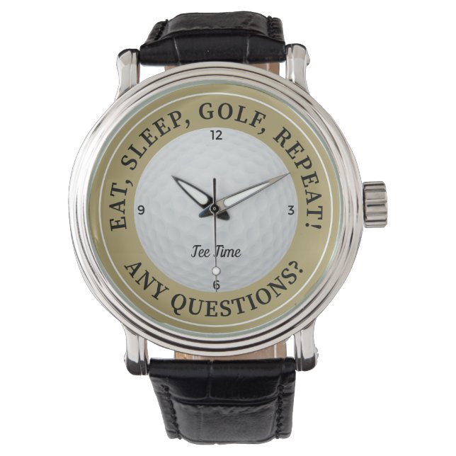 Montre Golf Ball Sports Golf Quote Or & Noir (devant)