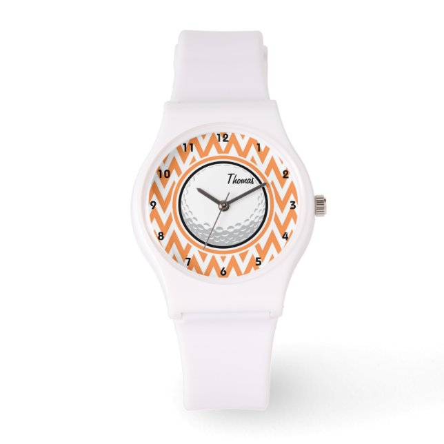 Montre Golf ; Orange et Blanc Chevron (Recto)