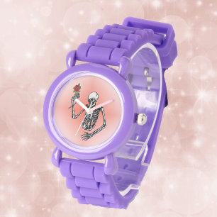Montre Gothic Skeleton Single Red Rose