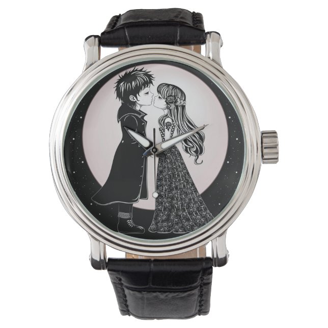 Montre Gothique Emo Enfants Kiss Valentine's Day (devant)