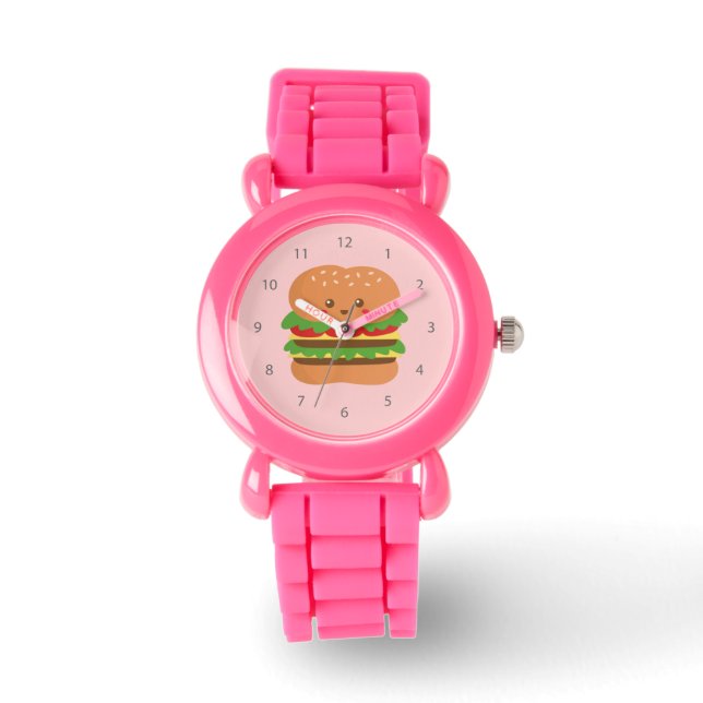 Montre Grand hamburger mignon et heureux, pour les amateu (Recto)