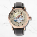 Montre Grand-père de photo moderne Script Coeur<br><div class="desc">Modern Photo Grandpa Script Heart Watches présente votre photo préférée avec le texte "We (heart) you Grandpa" dans une superposition moderne de typographie blanche. Personnalisez en modifiant le texte dans la zone de texte fournie. Conçu par ©Evco Studio www.zazzle.com/store/evcostudio</div>