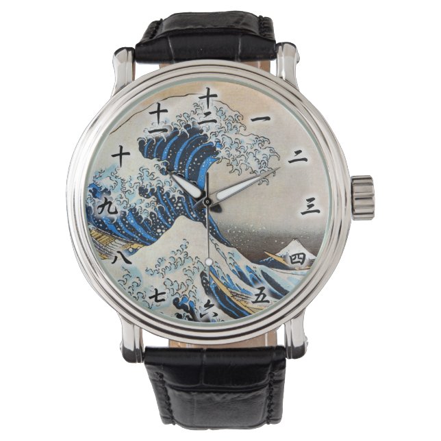 Montre Grande vague, Hokusai, Ukiyo-e (devant)