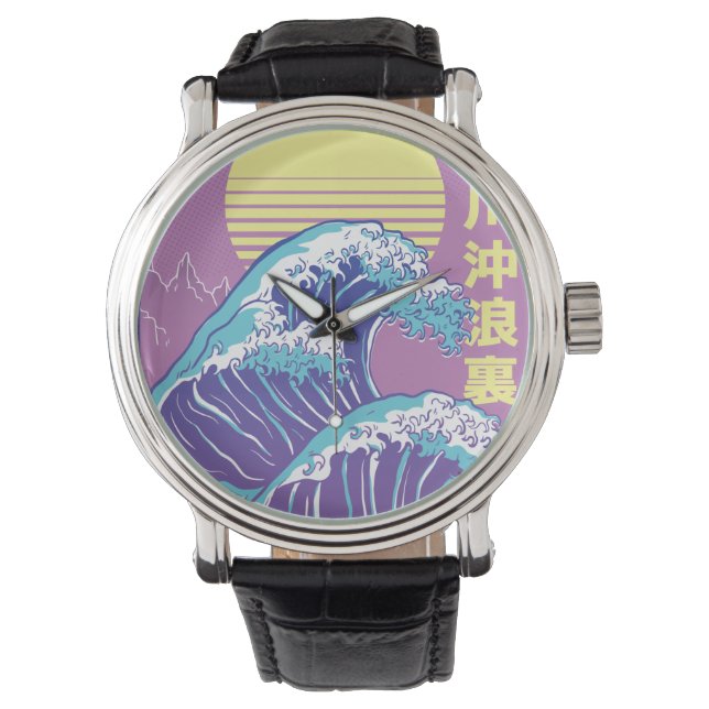 Montre Grande vague Vaporwave Kanagawa (devant)