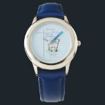 Montre Grandson Baptême Agneau Bleu Personnalisé<br><div class="desc">Laisse les petits enfants venir à moi. Voici une belle citation pour un baptême. C’est un jour spécial pour votre petit-fils et cet objet bleu clair avec un agneau blanc est doux pour féliciter et souhaiter la bénédiction de Dieu. Customisez avec son nom et la date à laquelle il est...</div>
