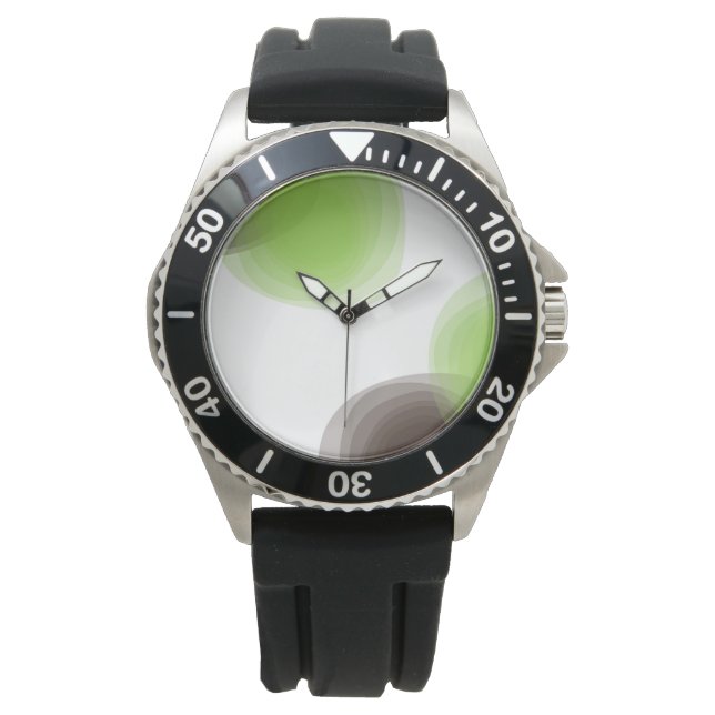 Montre Graphique abstrait vert, moderne, simple, fleuri (devant)