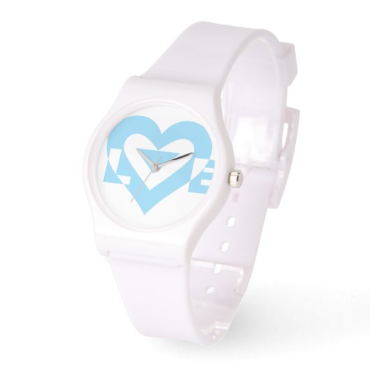Montre Graphique d'amour cool, Bleu (Angle)