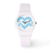Montre Graphique d'amour cool, Bleu (Recto)