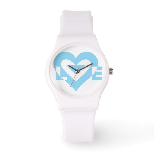 Montre Graphique d'amour cool, Bleu (Recto)