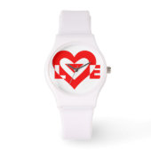 Montre Graphique d'amour cool, Rouge (Recto)