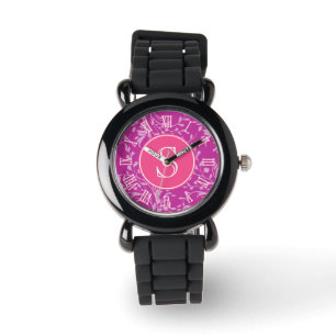 Montre graphique de filles de monogramme de
