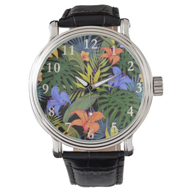 Montre Graphique de fleur d'Aloha de Hawaii tropical (devant)