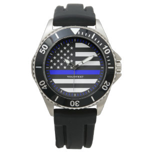 Montre Graphique personnalisé en ligne bleue mince sur un