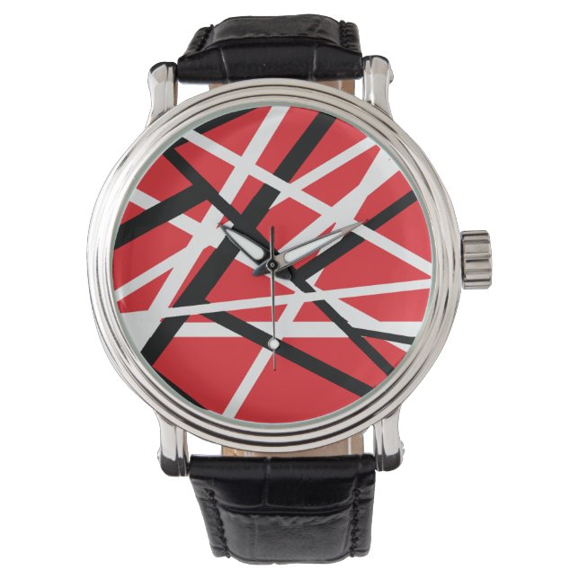 Montre graphisme rouge, noir et blanc (devant)