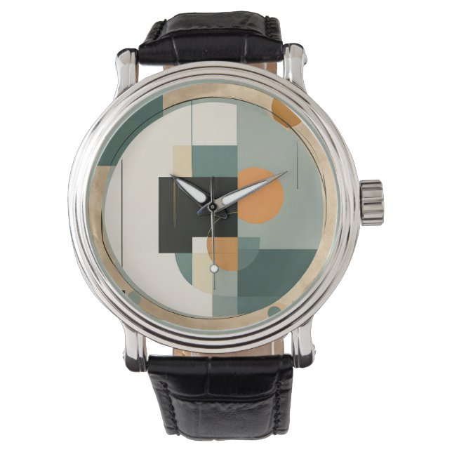 Montre Gras rétro : Cercles et rectangles Abstraits (devant)