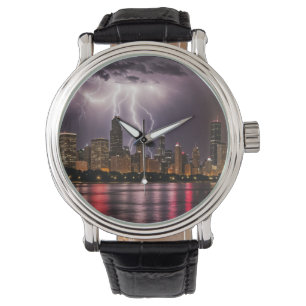 Montre Gratte-ciel de Chicago avec éclair