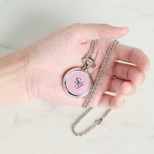 Montre Gray script initial monogram pink (Main)