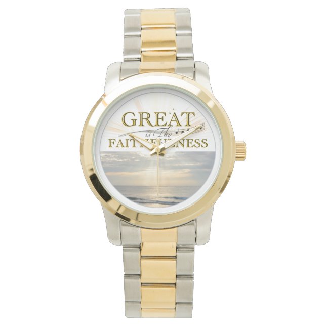 Montre Great Is Thy Faithfulness KJV Scripture quote (devant)