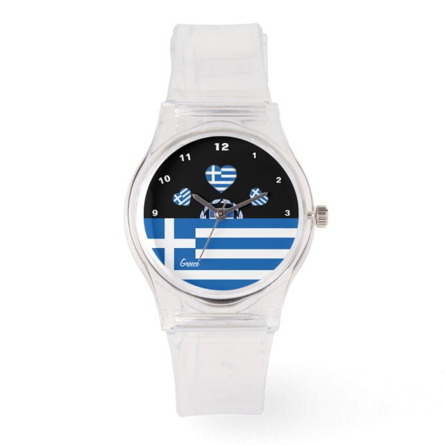 Montre Grec Drapeau, Coeurs, Grèce /sports (Recto)