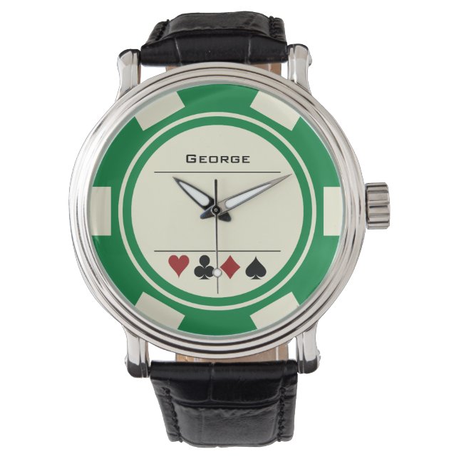 Montre Green Casino Poker Chip Las Vegas (devant)