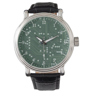 Montre Green Circuit Board Arrière - plan Art Motif