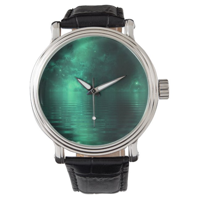 Montre Green Northern Lights Galaxy Planet (devant)