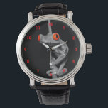 Montre Grenouille à arbre rouge<br><div class="desc">Photo en noir et blanc très cool d'une grenouille arborescente aux grands yeux rouges.</div>