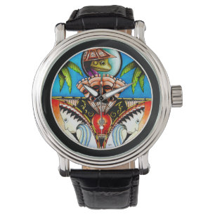 Montre Grenouille de tatouage Tiki