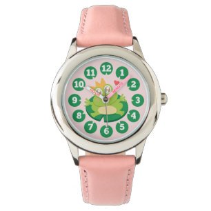Montre Grenouille mignonne avec couronne sur un tapis de 