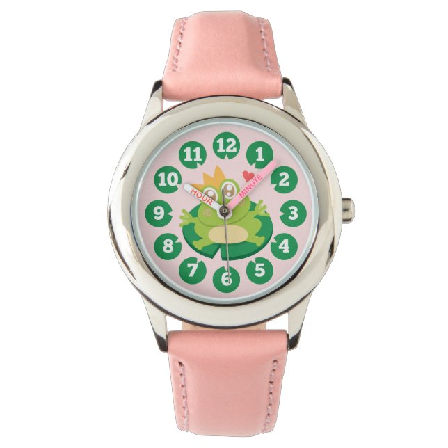 Montre Grenouille mignonne avec couronne sur un tapis de  (devant)