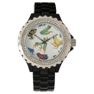 Montre Grenouilles sur blanc naturel