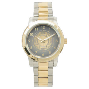 Montre Gris Classique, Or Noir & Argent Deux-Tons Personn