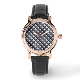 Montre Gris de métal, look métallique, grille cloutée
