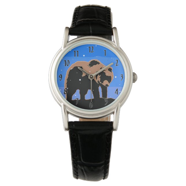 Montre Grizzly Bear en hiver - Art original de la faune (devant)