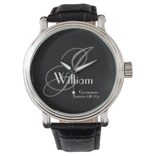 Montre Groomsman Cadeau Élégant Monogramme Et Nom Classiq