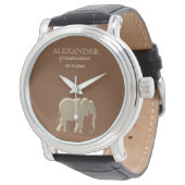 Montre Groomsman d'or Monogramme moderne (Incliné)