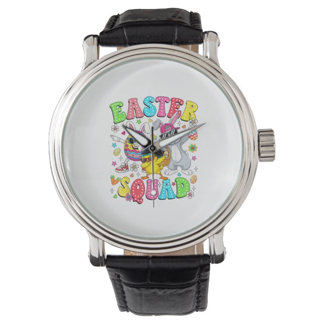 Montre Groovy Funny Rabbit Egg Chick Easter Squad Day Men (devant)