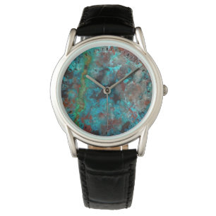 Montre Gros plan de Shattuckite bleue