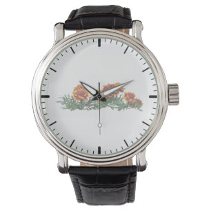 Montre Groupe de Marigolds orange avec pourboires jaunes