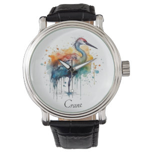 Montre Grue gracieuse : Aquarelle, coutume